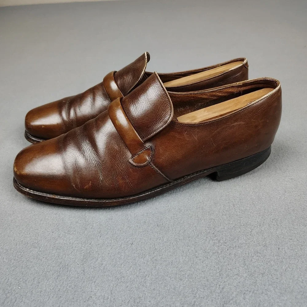 Vintage Florsheim Loafer Men 9.5 D Mahogany Leather Square Toe Slip On Shoes